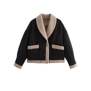 Oversized Sherpa Lined Leather Jacket Faux Suede Fleece Shearling coat winter